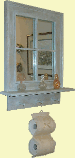 Pine Window Mirror --Antique Blue Finish